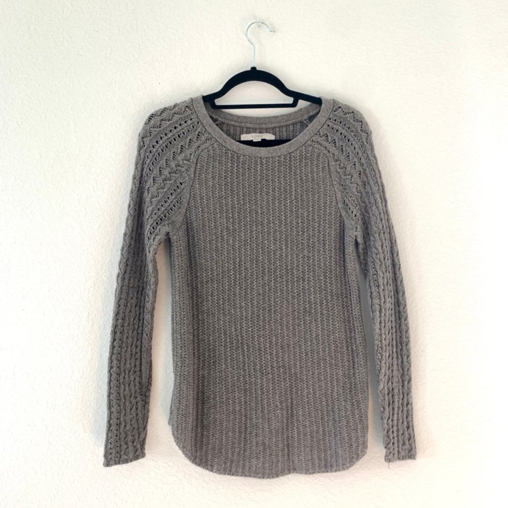LOFT Grey Knit Long Sleeved Sweater